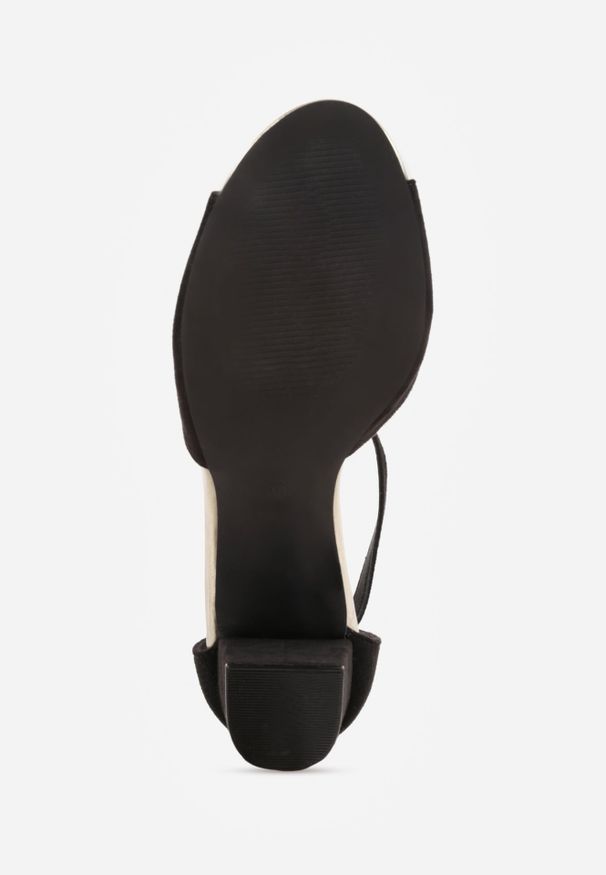 Renee - Czarne Sandały na Słupku z Paskiem T-Strap i Wkładką ze Skóry Naturalnej Iphala. Zapięcie: pasek. Kolor: czarny. Materiał: skóra. Obcas: na słupku. Styl: elegancki, klasyczny. Wysokość obcasa: średni
