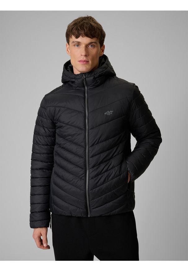 4f - 4F Kurtka z wypełnieniem syntetycznym męska - czarna XXL. Okazja: na co dzień. Kolor: czarny. Materiał: syntetyk. Styl: casual, klasyczny