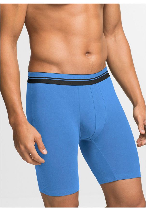 bonprix - Długie bokserki o dopasowanym kroju z bawełną (2 pary). Kolor: czarny. Materiał: bawełna. Długość: długie. Wzór: paski