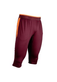KIPSTA - Spodnie dresowe piłkarskie dla dorosłych Kipsta CLR 3/4. Kolor: czerwony. Materiał: dresówka. Sport: piłka nożna