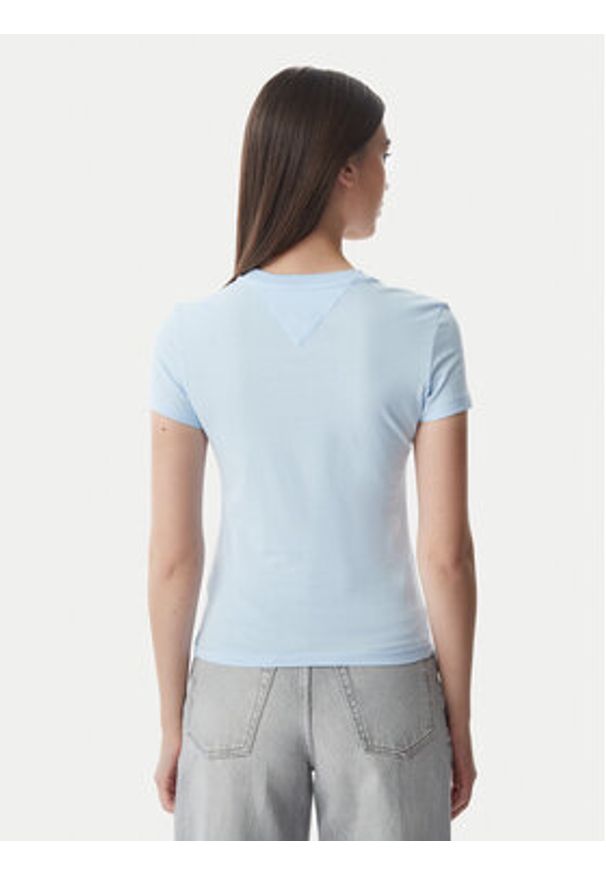 Tommy Jeans T-Shirt Ess Logo DW0DW23479 Niebieski jasny Slim Fit. Kolor: niebieski. Materiał: bawełna