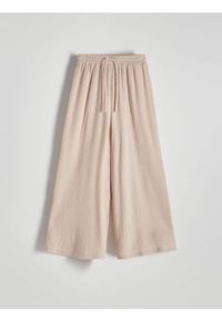 Reserved - Spodnie culotte - kremowy. Kolor: kremowy. Materiał: bawełna, tkanina #1