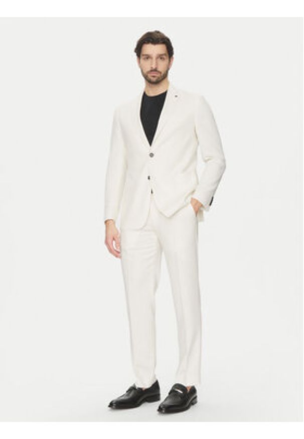 Michael Kors Spodnie garniturowe MK0SP01067 Écru Regular Fit. Materiał: syntetyk