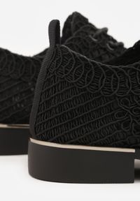 Born2be - Czarne Ażurowe Półbuty z Metaliczną Wstawką Homonis. Okazja: na co dzień. Kolor: czarny. Wzór: ażurowy. Styl: casual, elegancki #6