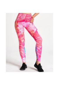 SLAVIWEAR - Legginsy sportowe damskie z wysokim stanem z kieszenią Sweet Pink. Stan: podwyższony. Kolor: wielokolorowy, różowy, biały #1