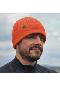WOOLONA - Czapka 100% Wełny Merino Fisherman Orange. Kolor: pomarańczowy. Materiał: wełna