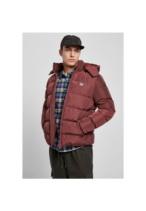 Kurtka Urban Classics hooded puffer. Typ kołnierza: kaptur. Kolor: czerwony, brązowy, wielokolorowy. Materiał: puch