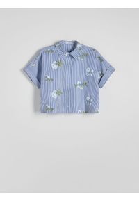Reserved - Koszula z haftowanymi aplikacjami - wielobarwny. Materiał: tkanina. Wzór: aplikacja, haft #1