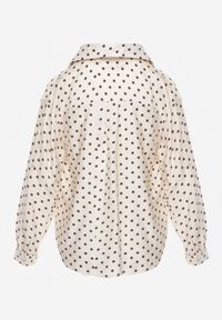 Born2be - Beżowa Wiskozowa Koszula w Kropki z Ozdobnym Węzłem Corilis. Okazja: na co dzień. Typ kołnierza: kołnierzyk klasyczny. Kolor: beżowy. Materiał: wiskoza. Długość: długie. Wzór: kropki. Styl: casual, klasyczny #5