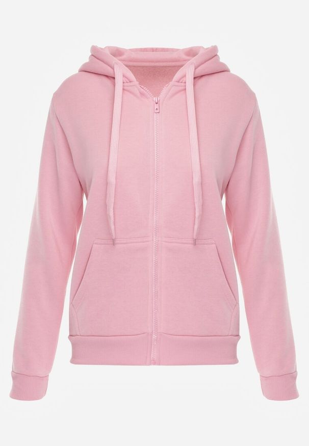Renee - Różowa Bluza z Kapturem Zapinana na Suwak Edan. Okazja: na co dzień. Typ kołnierza: kaptur. Kolor: różowy. Materiał: jeans, polar. Styl: casual, klasyczny, sportowy