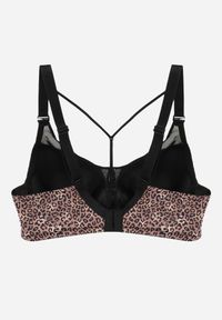 Born2be - Ciemnobrązowy Biustonosz z Ozdobną Siateczką i Paseczkami przy Dekolcie Anesa. Kolor: brązowy #2