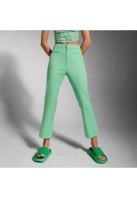 Sinsay - Spodnie eleganckie - Zielony. Kolor: zielony. Styl: elegancki