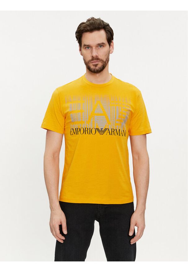 EA7 Emporio Armani T-Shirt 3DPT44 PJ02Z 1680 Pomarańczowy Regular Fit. Kolor: pomarańczowy. Materiał: bawełna