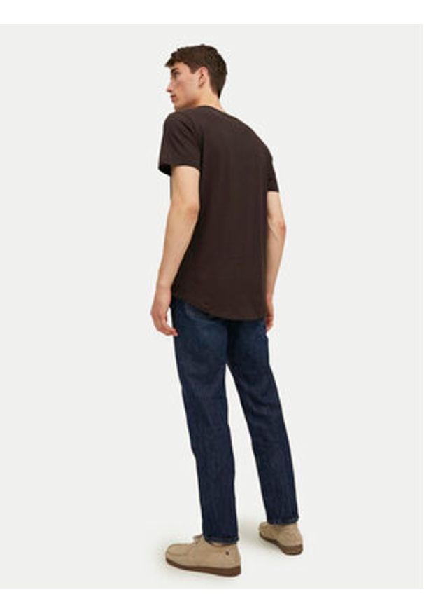 Jack & Jones T-Shirt Jjenoa 12113648 Brązowy Long Line Fit. Kolor: brązowy. Materiał: bawełna