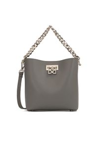 Kazar - Minimalistyczna szara torebka z łańcuchem do ręki. Kolor: szary. Wzór: gładki. Materiał: skórzane. Styl: casual, klasyczny. Rodzaj torebki: do ręki #1