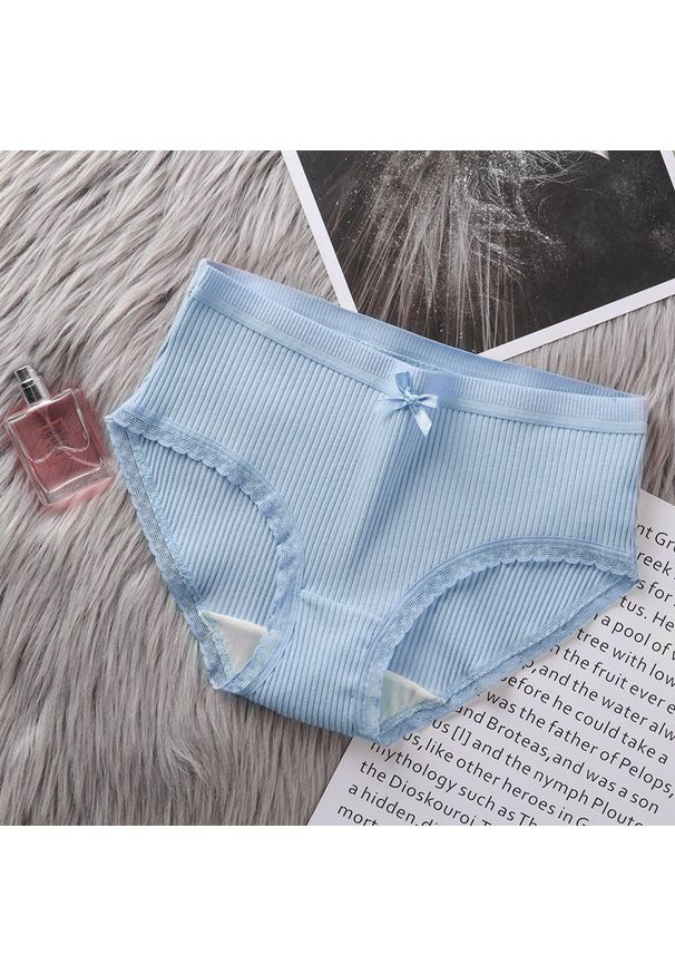 Intica - Majtki prążkowane o średnim stanie z miękkiego materiału Norina. Kolor: niebieski. Materiał: materiał, prążkowany. Wzór: prążki