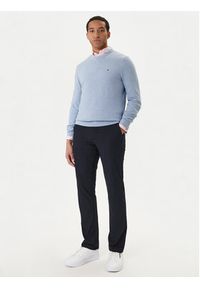 TOMMY HILFIGER - Tommy Hilfiger Sweter Essential MW0MW36347 Błękitny Regular Fit. Kolor: niebieski. Materiał: bawełna #5
