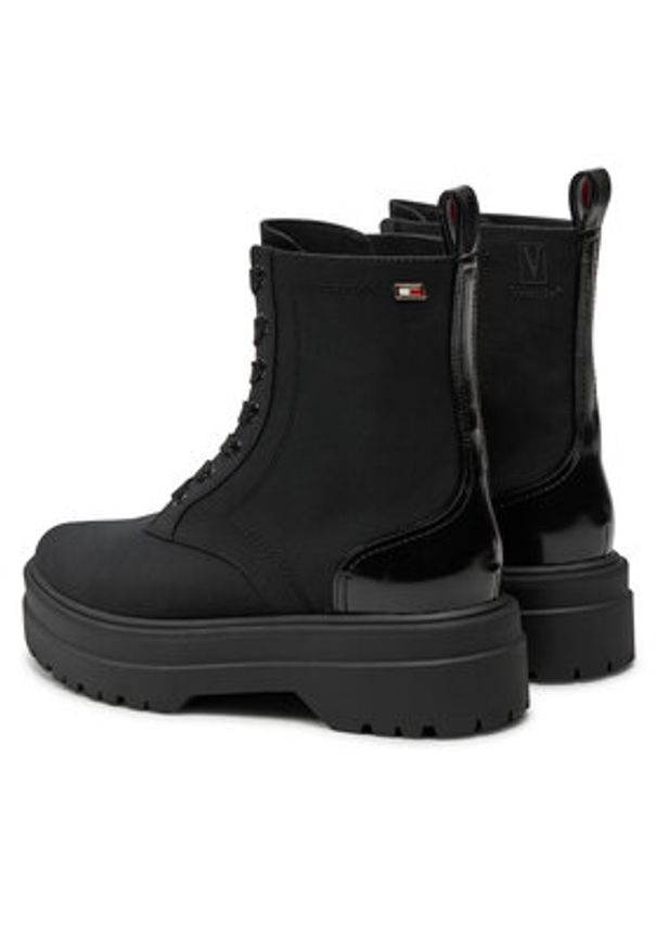 TOMMY HILFIGER - Tommy Hilfiger Trapery Flag Ventile Lace Up Boot FW0FW08287 Czarny. Kolor: czarny. Materiał: materiał