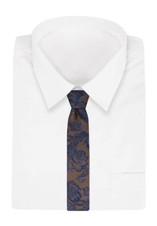 Chattier - Męski, Brązowy Krawat, w Kwiaty, Klasyczny, Szeroki 8 cm, Elegancki -CHATTIER. Kolor: beżowy, brązowy, wielokolorowy. Materiał: tkanina. Wzór: kwiaty. Styl: klasyczny, elegancki