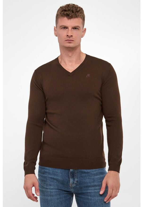 Karl Lagerfeld - Sweter męski wełniany KARL LAGERFELD. Materiał: wełna