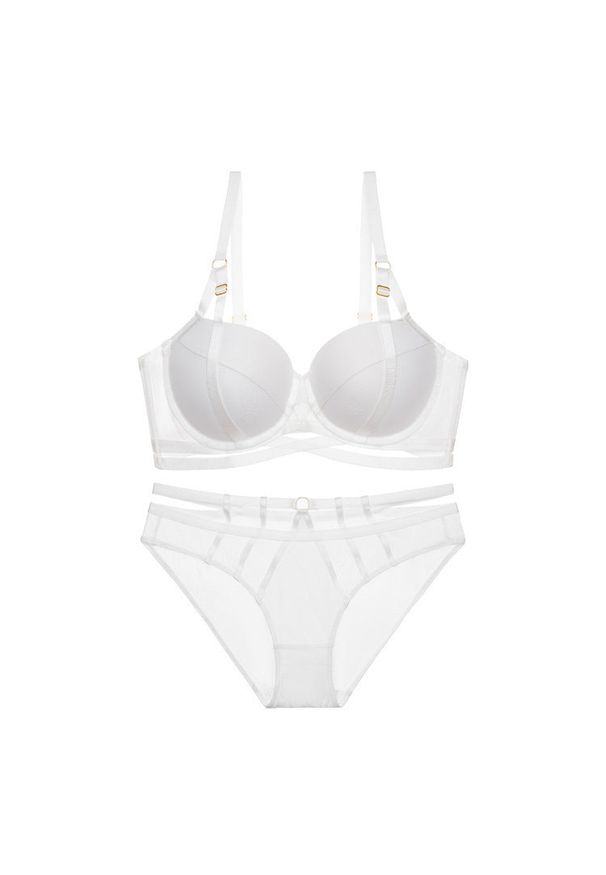 Intica - Biustonosz push-up z figami na co dzień i specjalne okazje Priscella. Kolor: biały. Materiał: materiał, skóra