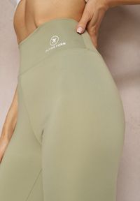 Renee - Zielone Legginsy High Waist z Gumką w Pasie Cloen. Okazja: na co dzień, na spacer. Stan: podwyższony. Kolor: zielony. Styl: klasyczny, casual #3