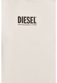 Diesel - Sukienka. Okazja: na co dzień. Typ kołnierza: kaptur. Kolor: biały. Materiał: bawełna, dzianina. Wzór: gładki. Typ sukienki: oversize, proste. Styl: casual. Długość: mini #5