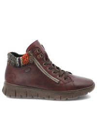 Czerwone Botki Rieker Ocieplane Buty Damskie. Kolor: czerwony #7