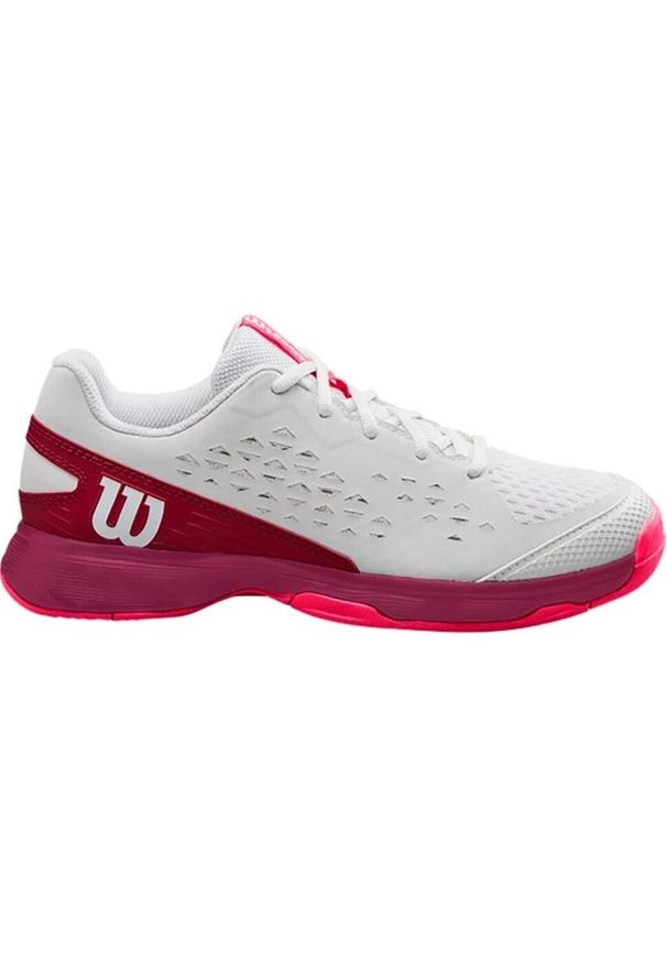 Buty do tenisa dziecięce Wilson Rush Pro JR.. Kolor: biały, różowy, czerwony, wielokolorowy. Sport: tenis
