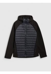 4f - 4F Kurtka softshell wiatroodporna membrana 5000 męska - czarna XL. Typ kołnierza: kaptur. Kolor: czarny. Materiał: softshell. Długość rękawa: raglanowy rękaw. Sport: wspinaczka #1