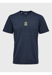 Selected Homme T-Shirt Armin 16085666 Granatowy Slim Fit. Kolor: niebieski. Materiał: bawełna #6
