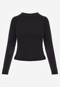 Renee - Czarna Dopasowana Bluzka Typu Longsleeve z Bawełną Moanti. Okazja: na co dzień. Kolor: czarny. Materiał: bawełna. Długość rękawa: długi rękaw. Wzór: kropki. Styl: casual #2