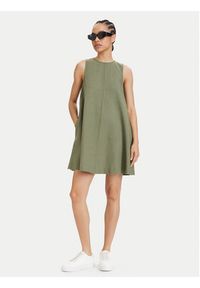 Tommy Jeans Sukienka letnia DW0DW22343 Zielony A-Line Fit. Kolor: zielony. Materiał: len. Sezon: lato #4
