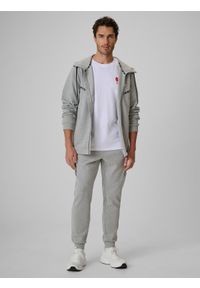 4f - 4F Bluza kibica z kapturem męska - szara XXL. Okazja: na co dzień. Typ kołnierza: kaptur. Kolor: szary. Wzór: nadruk. Styl: casual, sportowy #2