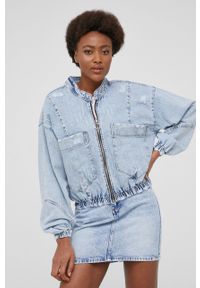 Answear Lab kurtka jeansowa damska przejściowa oversize. Kolor: niebieski. Materiał: jeans. Styl: wakacyjny #5