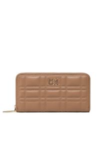 Calvin Klein Duży Portfel Damski Re-Lock Quilt Z/A Wallet Lg K60K609912 Brązowy. Kolor: brązowy. Materiał: skóra