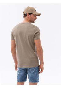 Ombre Clothing - T-shirt męski bawełniany z nadrukiem - jasnobrązowy V4 S1732 - XXL. Kolor: brązowy. Materiał: bawełna. Długość rękawa: krótki rękaw. Długość: krótkie. Wzór: nadruk. Styl: klasyczny, elegancki