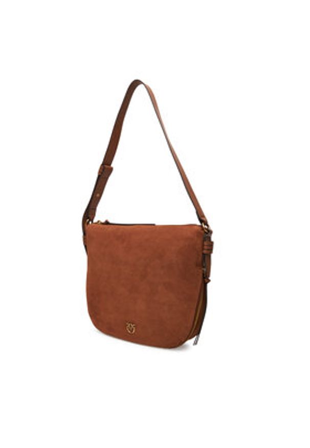 Pinko - PINKO Torebka Hobo Zip Around Classic Al 25-26 PLTT 105113 A2JH Brązowy. Kolor: brązowy. Materiał: zamszowe, skórzane