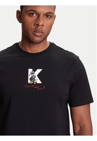 Karl Lagerfeld - KARL LAGERFELD T-Shirt 755099 553270 Czarny Regular Fit. Typ kołnierza: dekolt w karo. Kolor: czarny. Materiał: bawełna #4