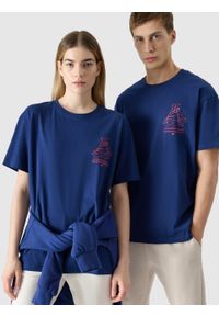 4f - Koszulka kibica uniseks IO Paryż 2024 - granatowa. Okazja: na urodziny. Kolor: niebieski. Materiał: bawełna, dzianina, jersey. Wzór: nadruk, gładki