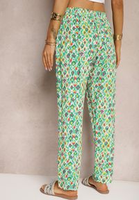 Renee - Zielone Spodnie z Wiskozy o Klasycznym Kroju High Waist Wykończone Gumką w Pasie Dalfea. Stan: podwyższony. Kolor: zielony. Materiał: wiskoza. Styl: klasyczny #5