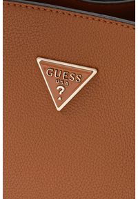 Guess - GUESS Brązowa torebka damska Meridian. Kolor: brązowy. Materiał: skórzane