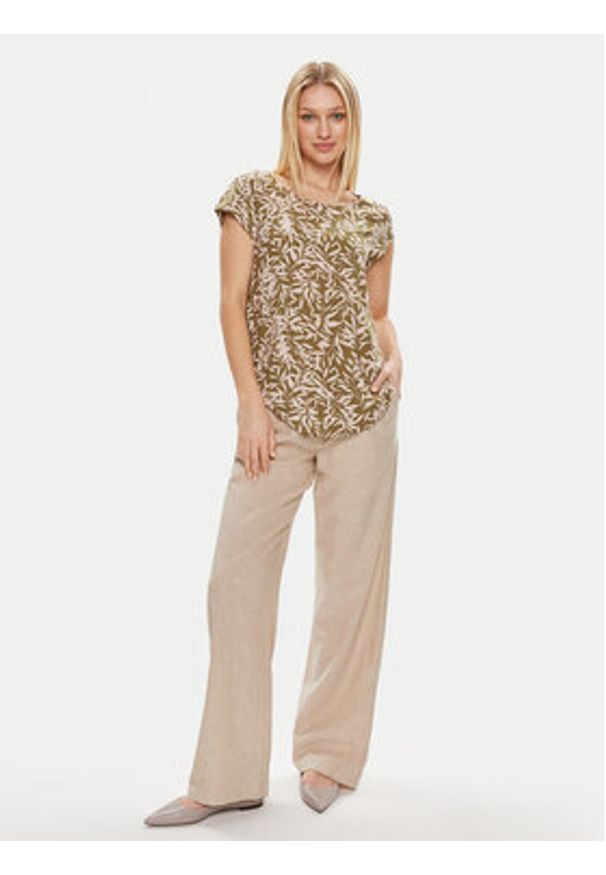 Gina Tricot Spodnie materiałowe 19210 Beżowy Regular Fit. Kolor: beżowy. Materiał: bawełna
