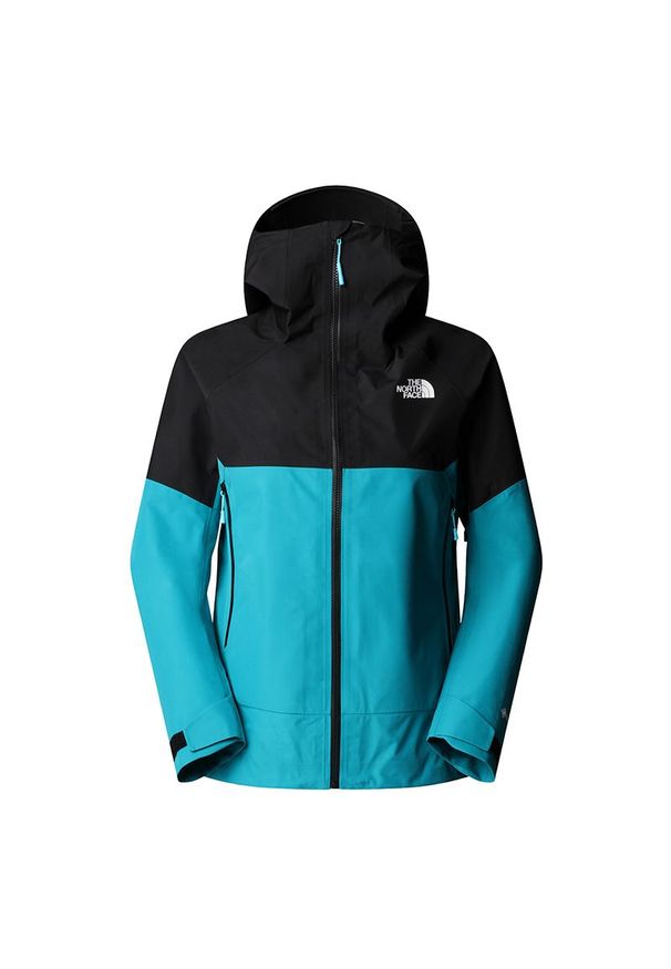 Kurtka męska The North Face Jazzi Gore-Tex 0A8E0B9831 - niebiesko-czarna. Typ kołnierza: kaptur. Kolor: wielokolorowy, niebieski, czarny. Materiał: poliester. Technologia: Gore-Tex
