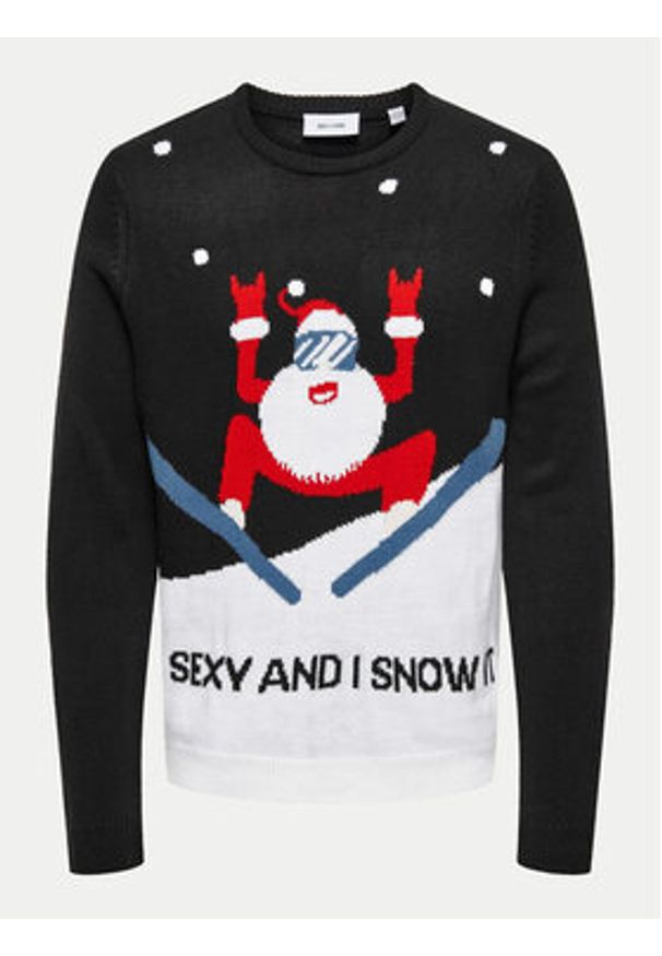 Only & Sons Sweter Xmas 22031170 Czarny Regular Fit. Kolor: czarny. Materiał: syntetyk