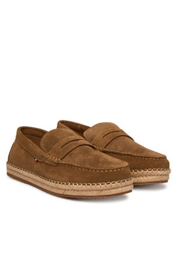 TOMMY HILFIGER - Tommy Hilfiger Espadryle Flexible Hilfiger Sde Espadrille FM0FM05794 Brązowy. Kolor: brązowy. Materiał: zamsz, skóra