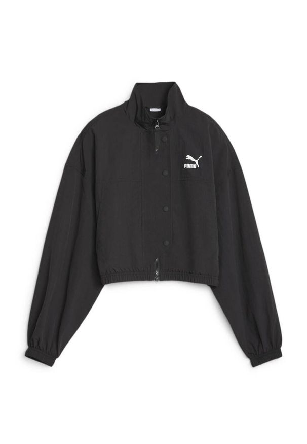 Puma - Kurtka PUMA YELLOW DARE TO CROPPED WOVEN JACKET Czarny. Kolor: czarny. Materiał: tkanina