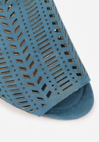 Renee - Niebieskie Ażurowe Sandały Vices na Szpilce Seladith. Nosek buta: otwarty. Kolor: niebieski. Materiał: jeans. Wzór: ażurowy. Sezon: lato. Obcas: na szpilce. Styl: elegancki, wizytowy #5