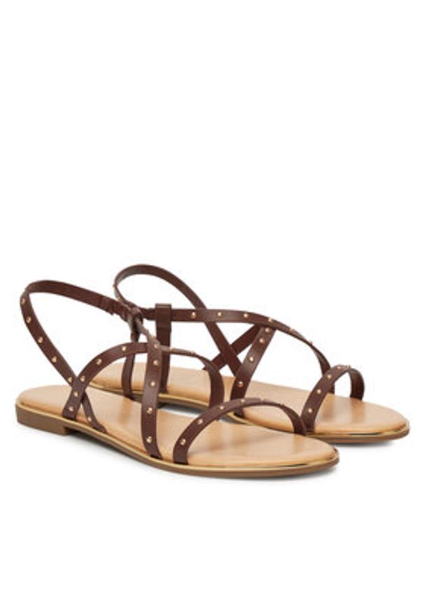 ONLY Shoes Sandały Onlmari-4 Pu Studs 15342339 Brązowy. Kolor: brązowy. Materiał: skóra