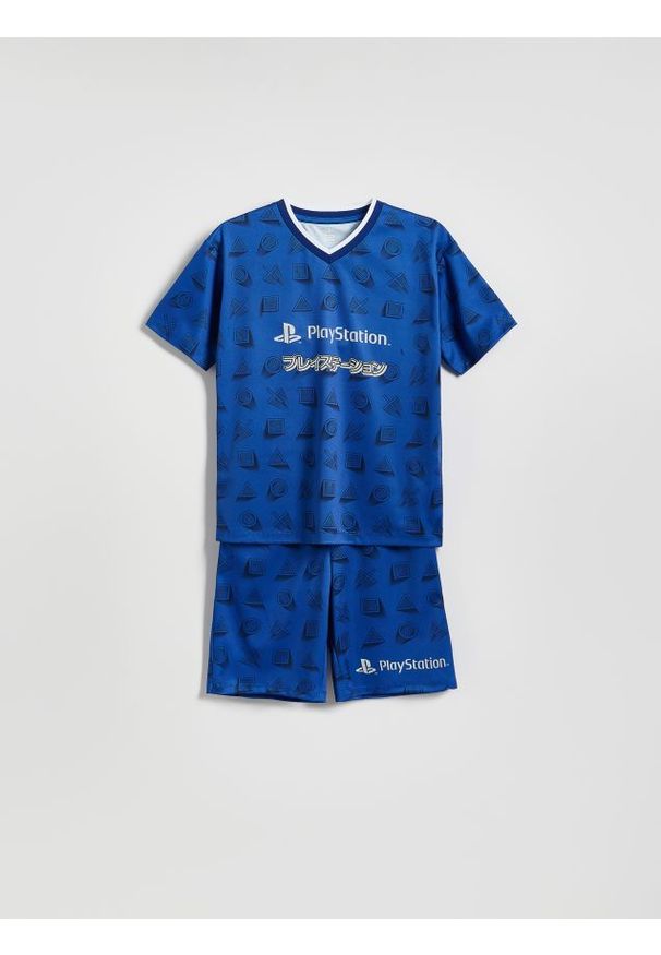 Reserved - Komplet Playstation - niebieski. Kolor: niebieski. Materiał: dzianina. Wzór: gładki